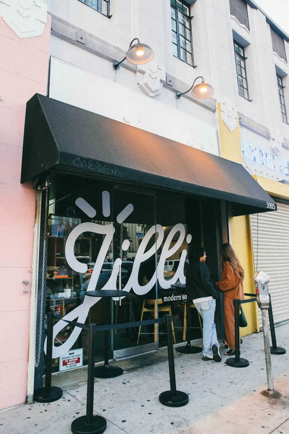 Jilli storefront — black awning on W 6th St, Koreatown